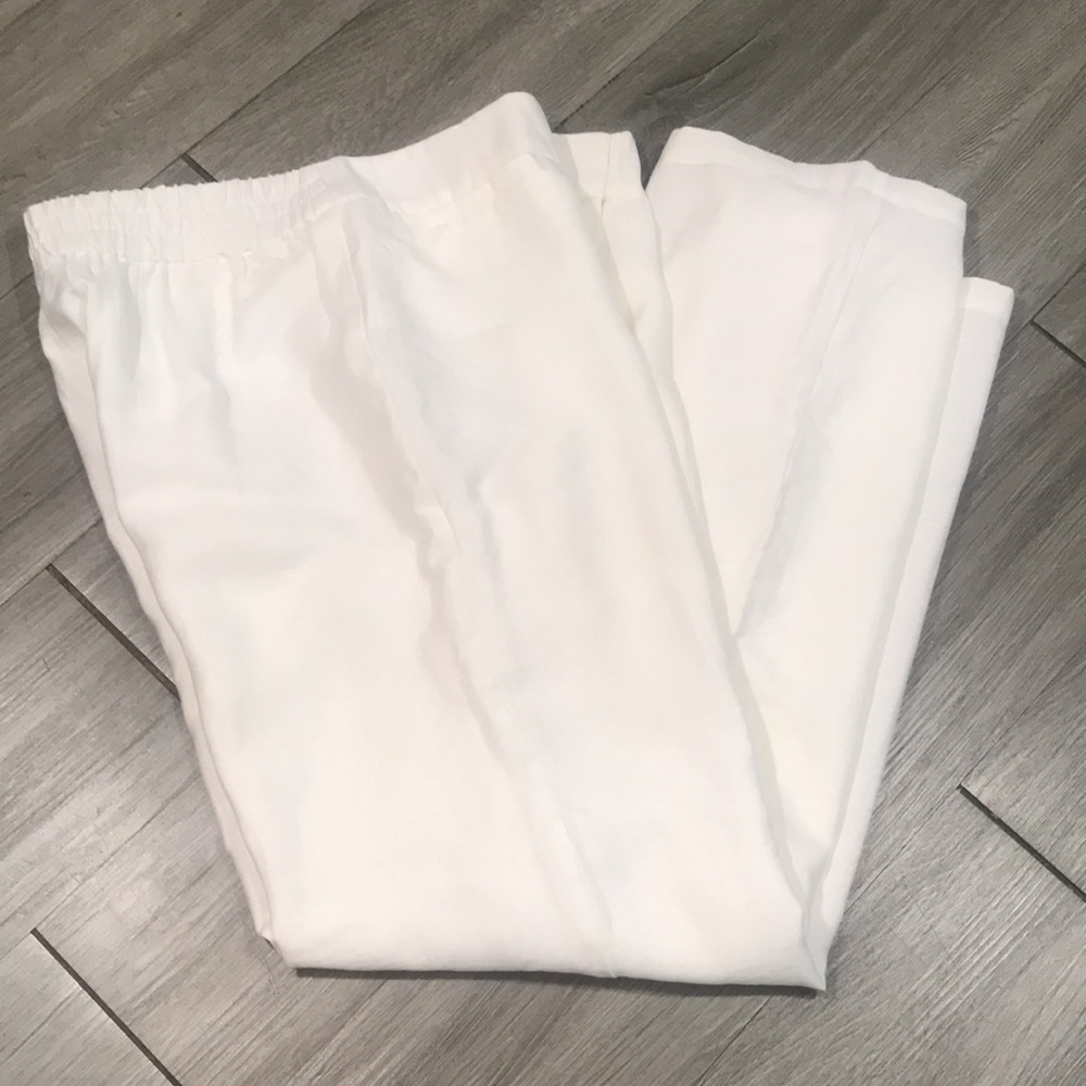 Chico’s Travelers Collection Welt Pocket White Gold Shimmer NWT Pants size M/10